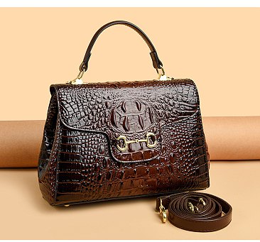 Exceptional Quality Crocodile Medium Size Satchel