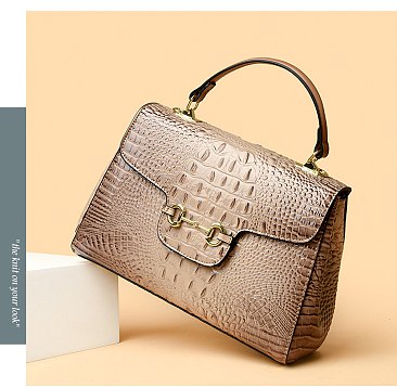 Exceptional Quality Crocodile Medium Size Satchel