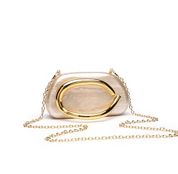 Acrylic Clutch Box Metal Handle Evening Bag