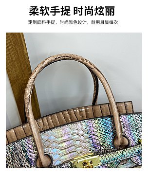 Exceptional Crocodile Padlock Multi Tone Satchel