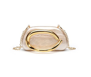 Acrylic Clutch Box Metal Handle Evening Bag