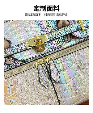Exceptional Crocodile Padlock Multi Tone Satchel