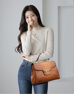 Exceptional Quality Crocodile Medium Size Satchel