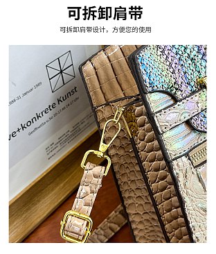 Exceptional Crocodile Padlock Multi Tone Satchel