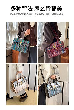 Exceptional Crocodile Padlock Multi Tone Satchel