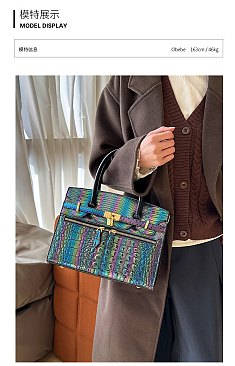 Exceptional Crocodile Padlock Multi Tone Satchel
