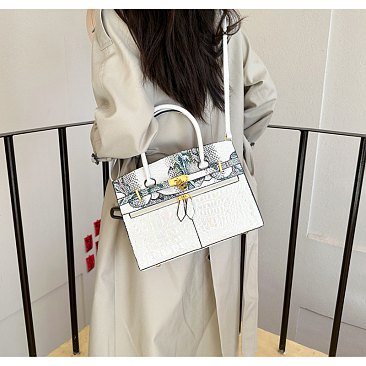 Exceptional Crocodile Padlock Multi Tone Satchel
