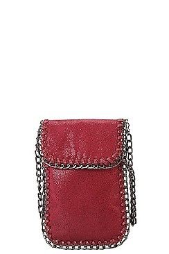 Metallic Chain Décor Mini Crossbody Cell Phone Bag