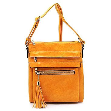 Glossy Multi Zip Pocket Crossbody Bag