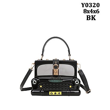 Retro Car Shaped Pad-Lock Crossbody Bag