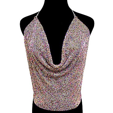 SEXY HALTER RHINESTONE TOP 15" LARGE