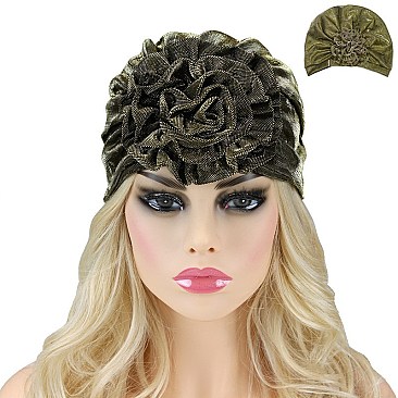 FASHIONABLE TURBAN W/ FLOWER SLY1919