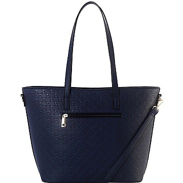 Monogram Bow Accent Shopper Tote Wallet SET