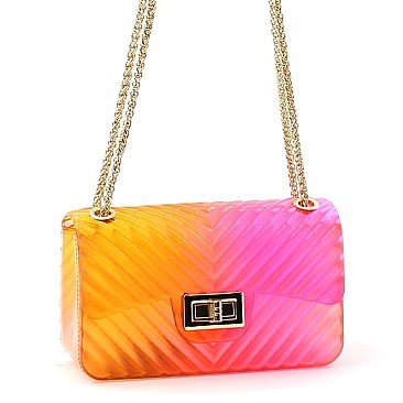 TENDER JELLY CHEVRON PATTERN CROSSBODY BAG