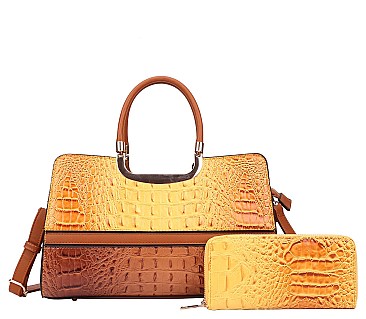 2 In 1 Crocodile Satchel Wallet Set - High Quality