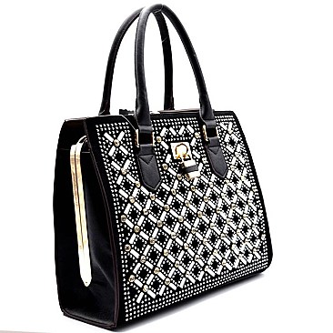 YL312-LP Rhinestone Quality Padlock Metal Frame Satchel