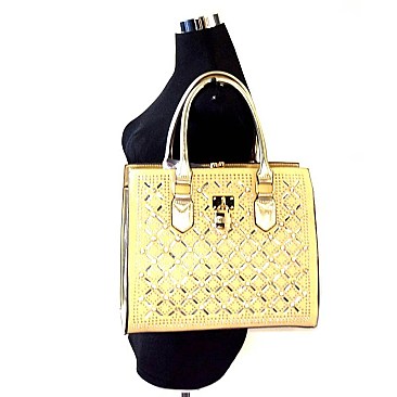 YL312-LP Rhinestone Quality Padlock Metal Frame Satchel