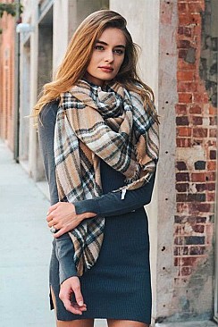 FRAYED EDGE FLANNEL BLANKET SCARF