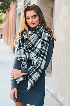 FRAYED EDGE FLANNEL BLANKET SCARF
