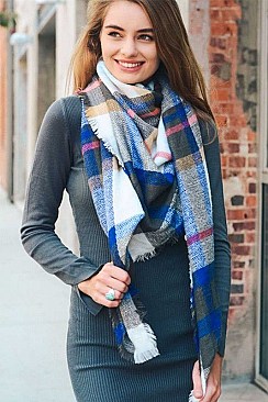 FRAYED EDGE FLANNEL BLANKET SCARF