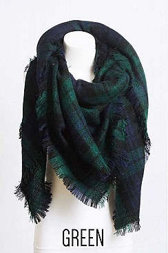 FRAYED EDGE FLANNEL BLANKET SCARF
