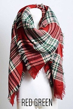 FRAYED EDGE FLANNEL BLANKET SCARF