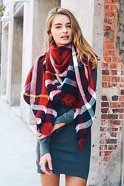 FRAYED EDGE FLANNEL BLANKET SCARF