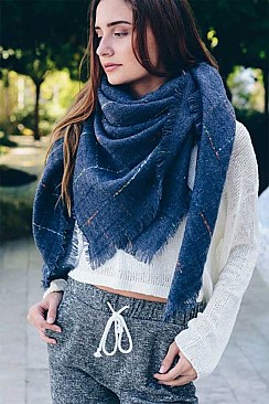 SQUARE CHECK LUREX LINE OVERSIZE SCARF