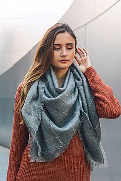 SQUARE CHECK LUREX LINE OVERSIZE SCARF