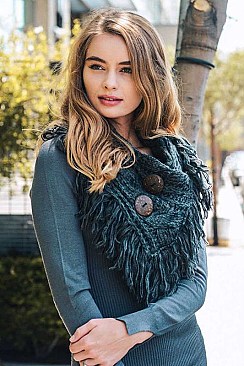 HEATHER FRINGE SHOULDER WARMER