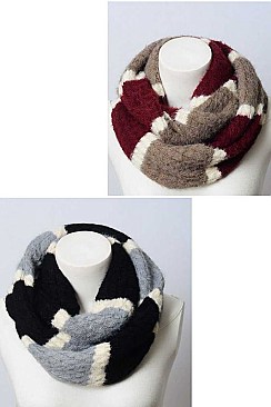ULTRA SOFT MOHAIR WIDE STRIPE INFINITY SCARF