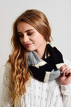 ULTRA SOFT MOHAIR WIDE STRIPE INFINITY SCARF