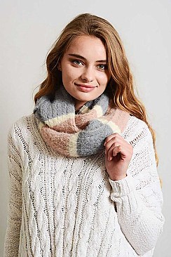 ULTRA SOFT MOHAIR WIDE STRIPE INFINITY SCARF