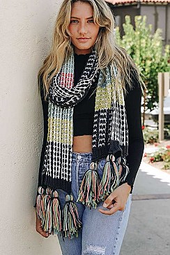 COLORBLOCK CONTRAST KNIT OVERSIZE SCARF