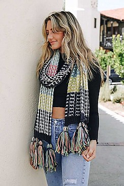 COLORBLOCK CONTRAST KNIT OVERSIZE SCARF