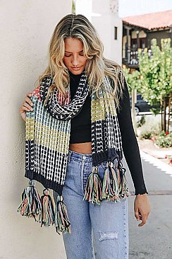 COLORBLOCK CONTRAST KNIT OVERSIZE SCARF