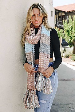 COLORBLOCK CONTRAST KNIT OVERSIZE SCARF