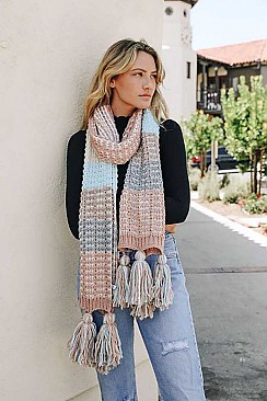 COLORBLOCK CONTRAST KNIT OVERSIZE SCARF