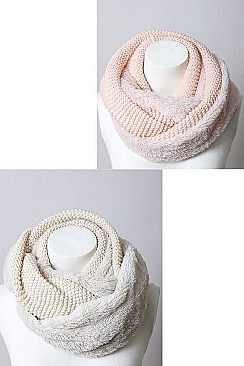 FAUX SHERPA LINING KNIT INFINITY SCARF