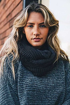 FAUX SHERPA LINING KNIT INFINITY SCARF