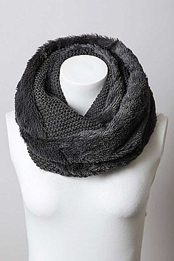 FAUX SHERPA LINING KNIT INFINITY SCARF