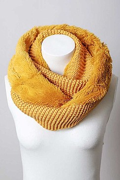 FAUX SHERPA LINING KNIT INFINITY SCARF