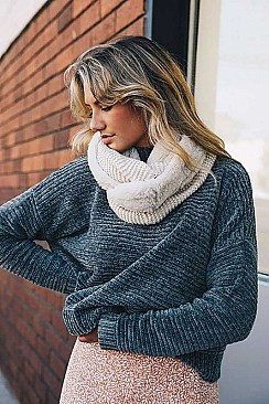 FAUX SHERPA LINING KNIT INFINITY SCARF