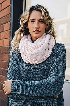 FAUX SHERPA LINING KNIT INFINITY SCARF