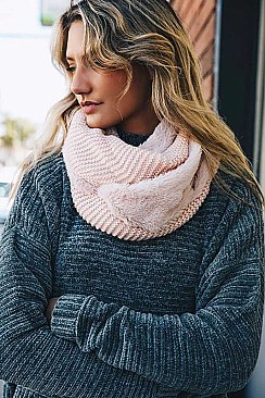 FAUX SHERPA LINING KNIT INFINITY SCARF