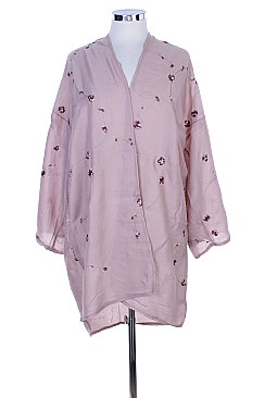 EMBROIDERED FLORAL KIMONO