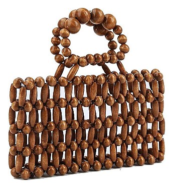 STYLISH NATURAL WOODEN BEAD TOTE BAG