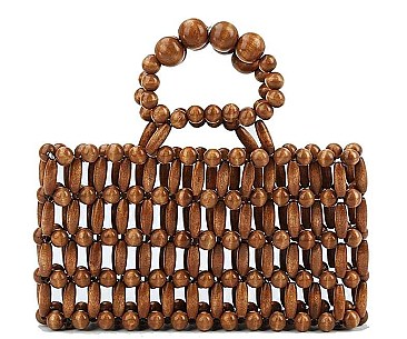 STYLISH NATURAL WOODEN BEAD TOTE BAG