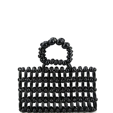 Small Beaded Wood Carry Bag