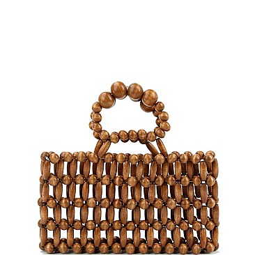 Small Beaded Wood Carry Bag